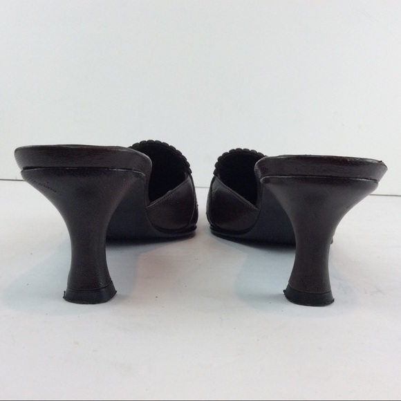 Stuart Weitzman Brown Leather Open Back Sandal - Picture 5 of 7